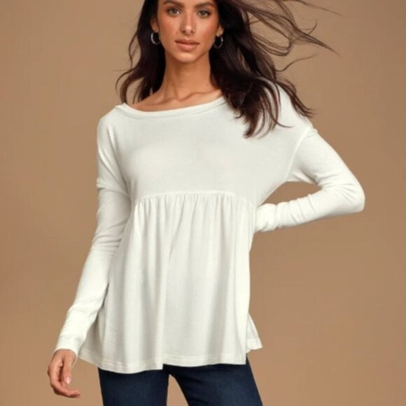 Free People Ivory Forever Your Girl Babydoll Tee XS - Picture 1 of 7